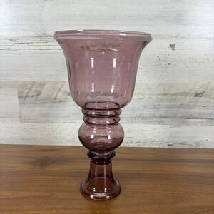 Morgantown Amethyst Crystal Glass Pedestal Flower Vase Vintage 10" x‎ 5"